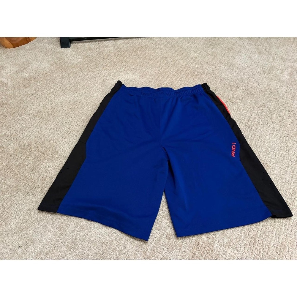 AND1 Mens Basketball Shorts Blue Black Red Athletic Mesh Pockets Large ANM173SH0